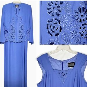 Marsoni Beaded Evening Dress with Jacket Formal Gown Periwinkle Blue
